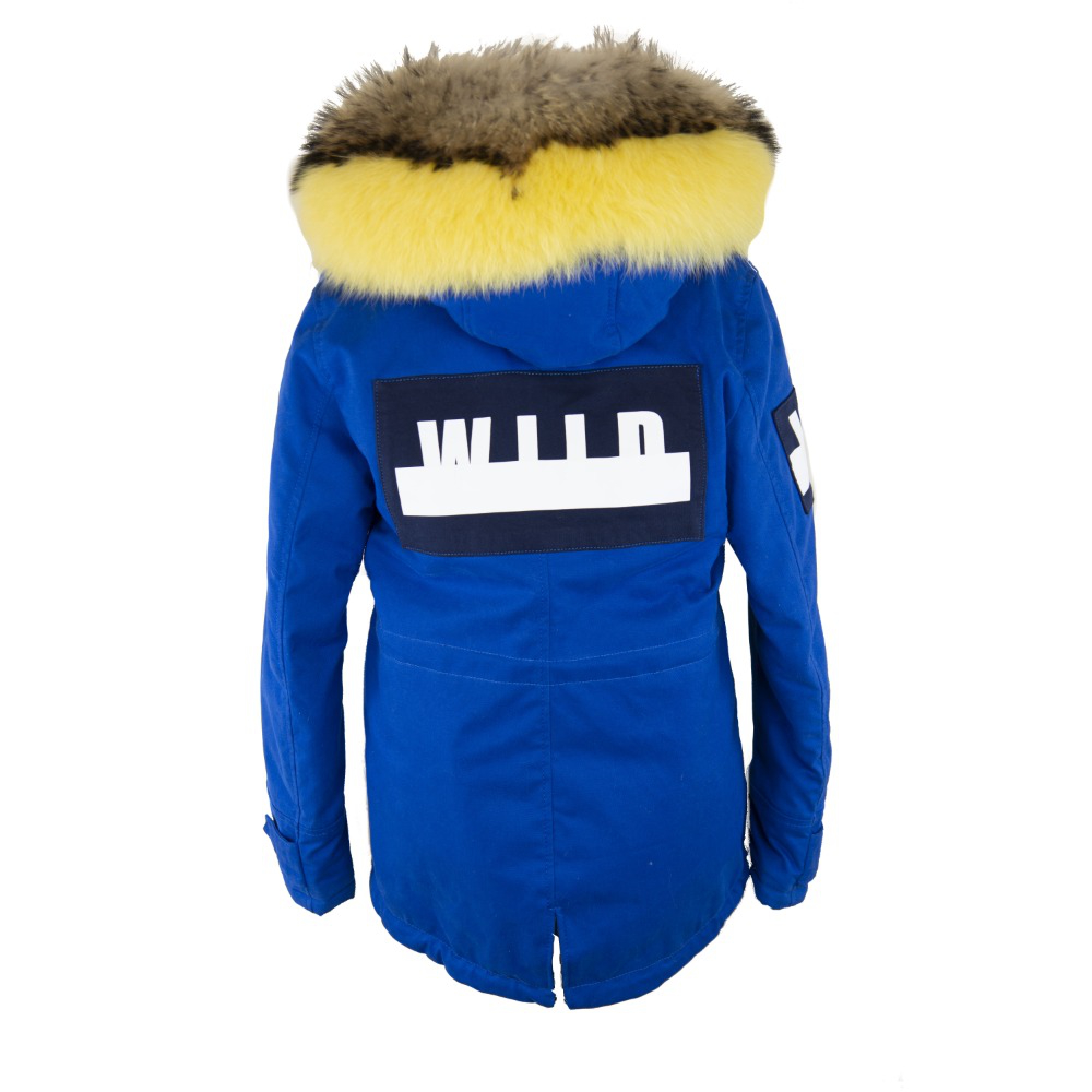 parka fluo con cappuccio volpe bicolore