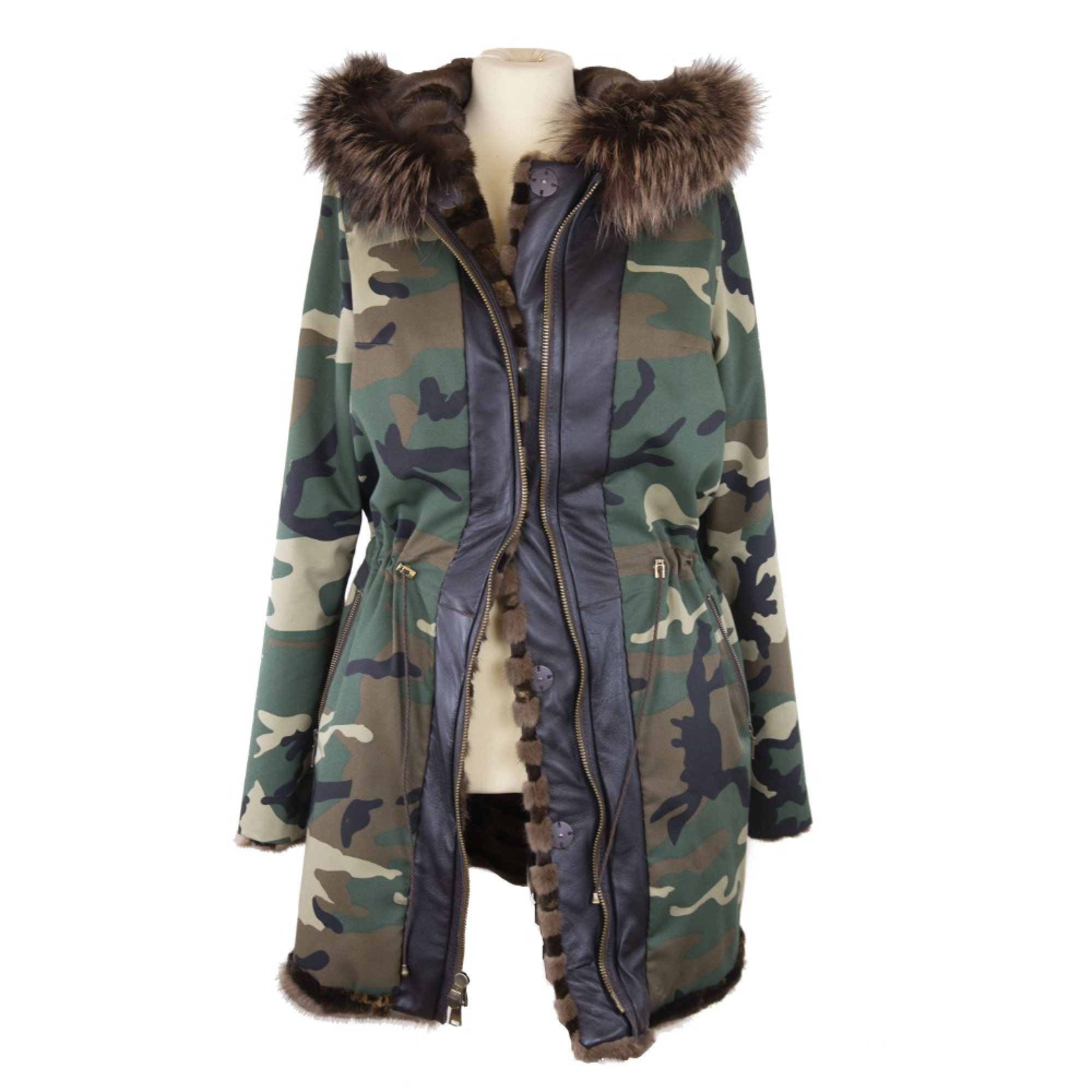 parka militare reversibile con interno visone