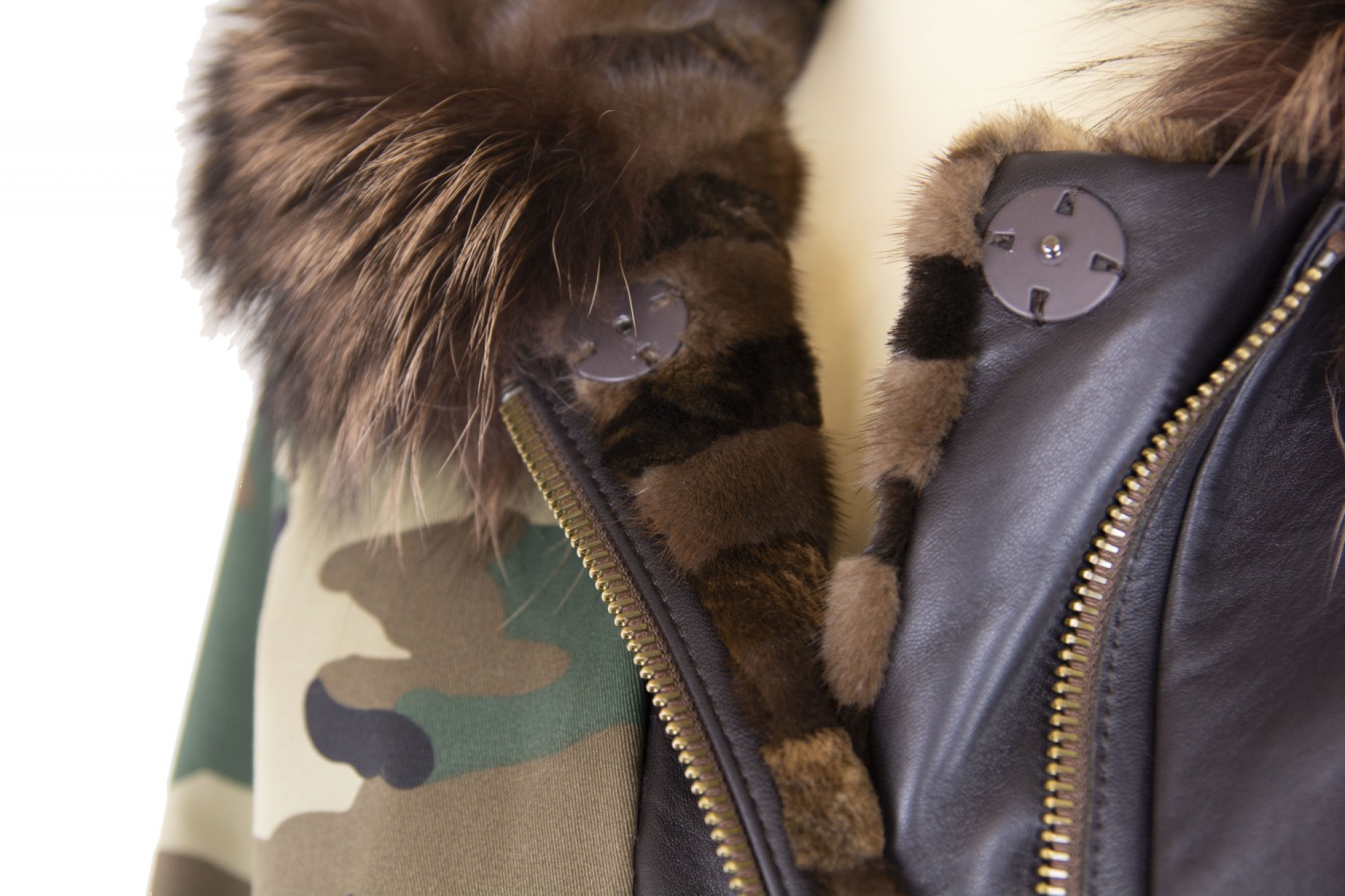 parka militare reversibile con interno visone