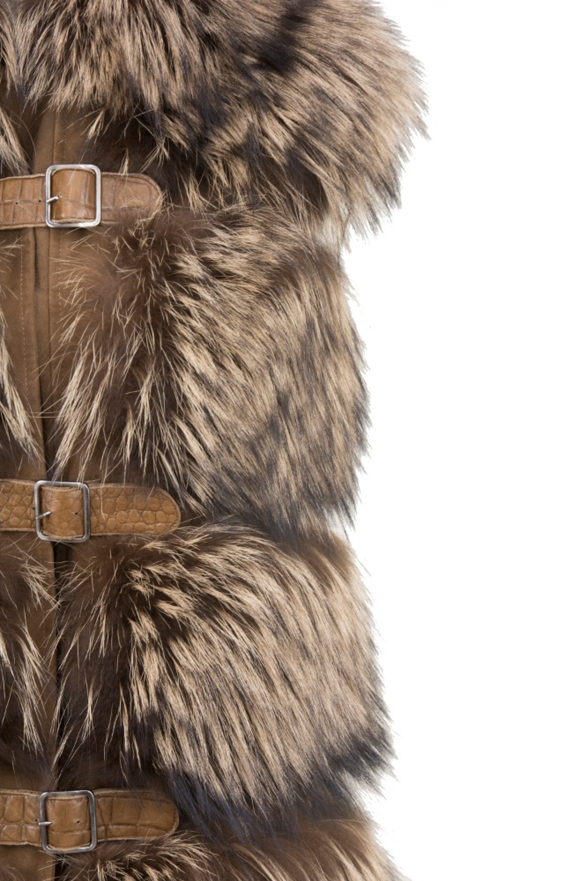 gilet volpe e camoscio tabacco lacci cuoio