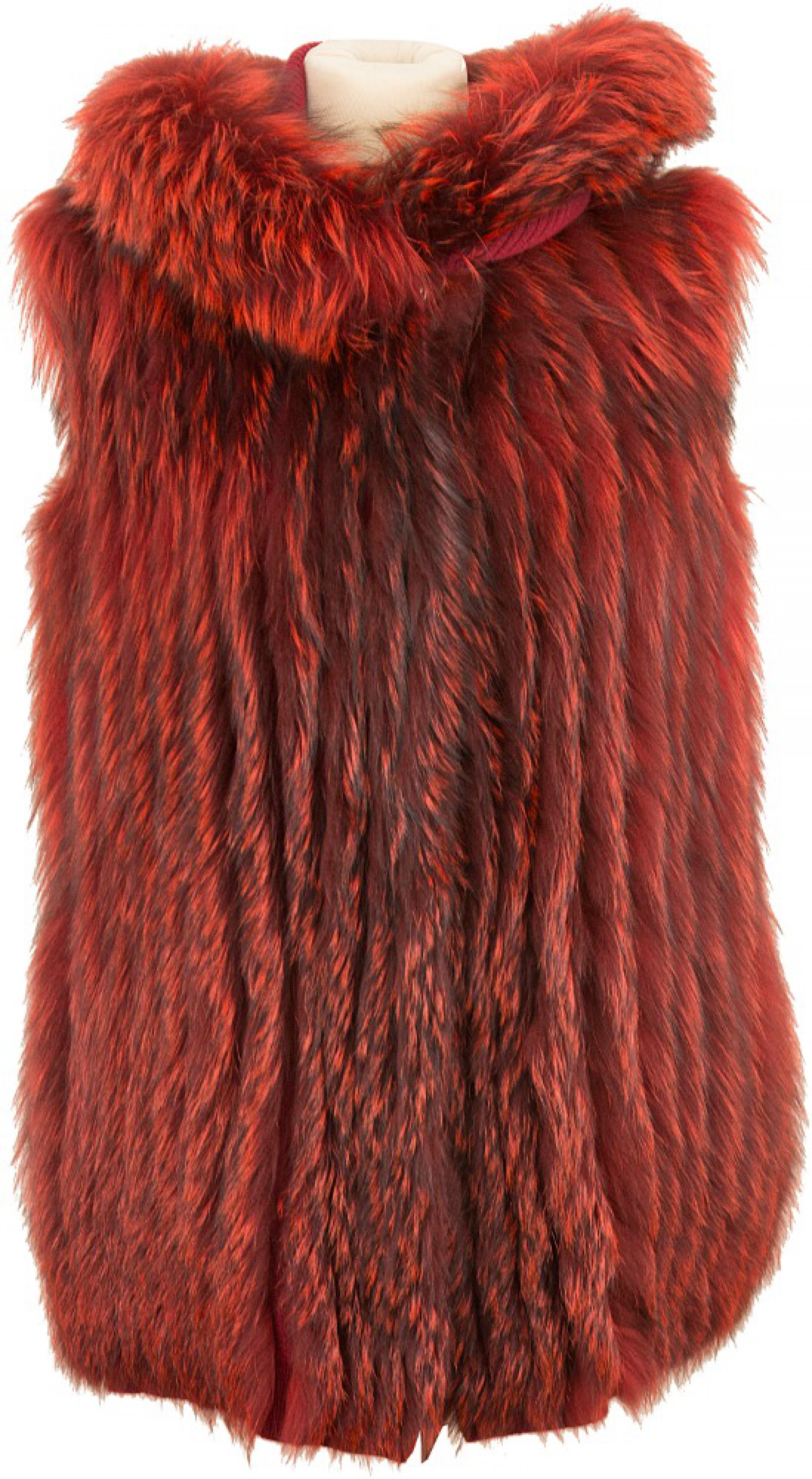gilet reversibile cashmere e volpe con cappuccio
